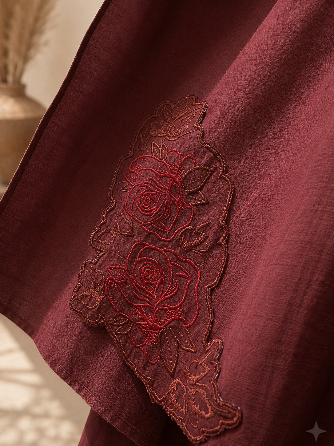 Rose & Thorn Mantle • Wine Red