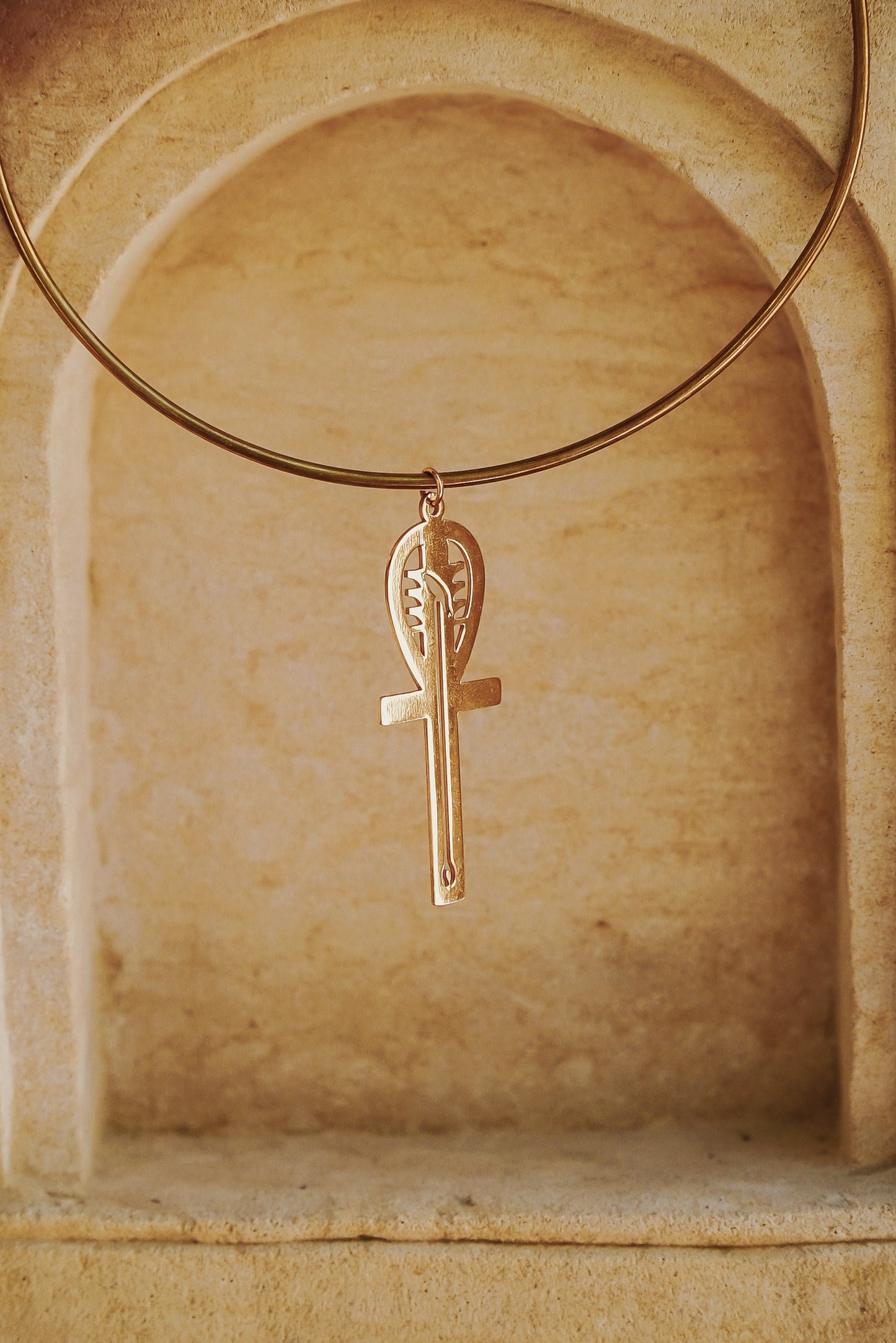 Gold plaited Ankh Was septer Jedh Pendant on Brass ring .....