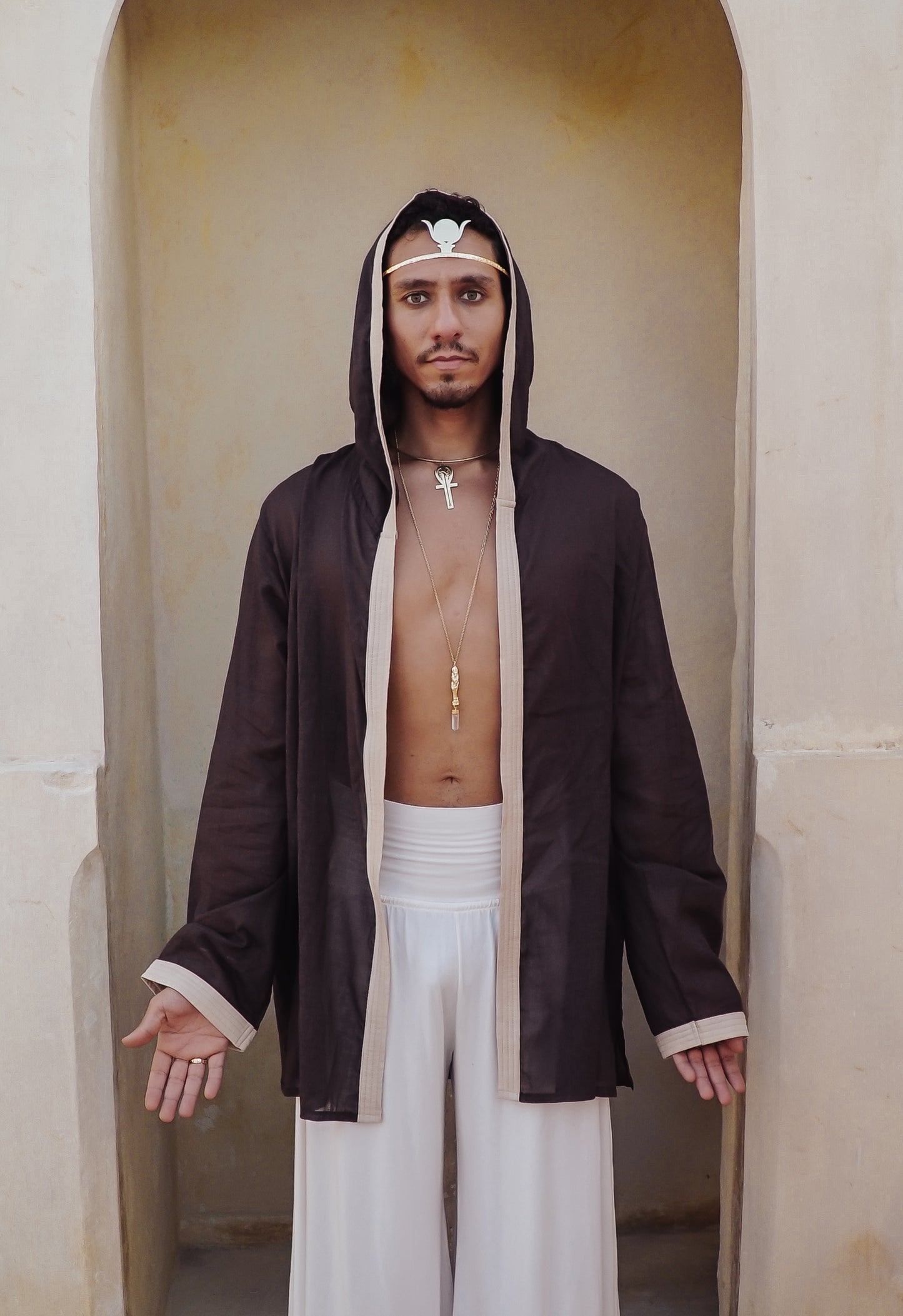 Brown turkish Cotton Unisex Mans Hoodie Key of Life ....