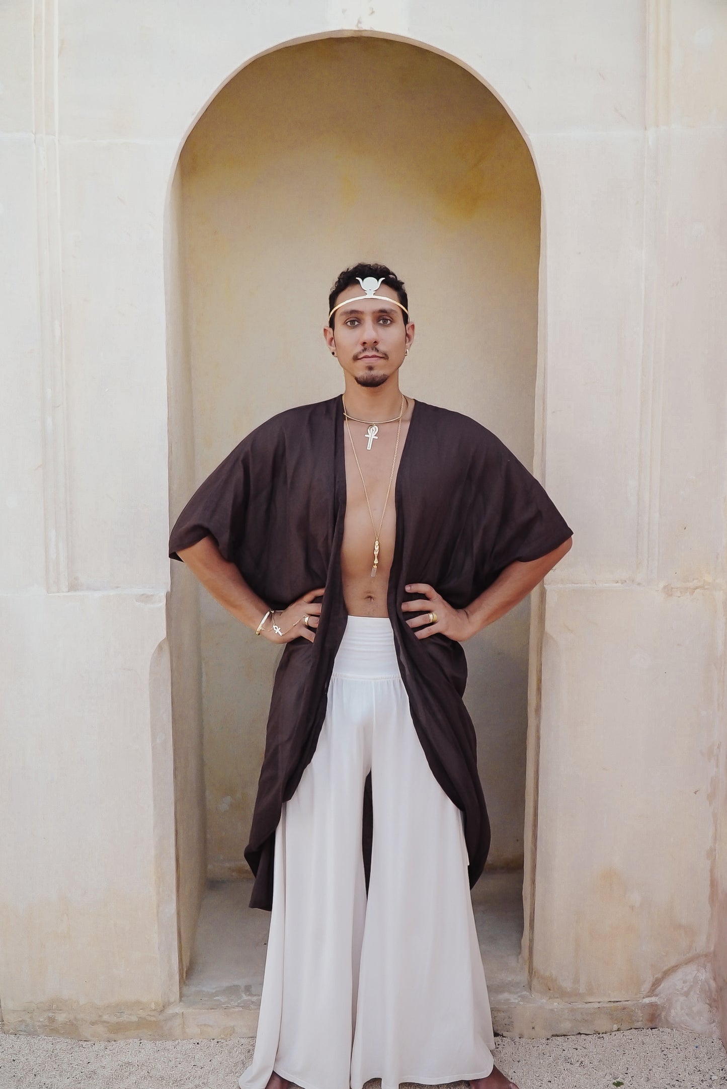 Turkish Cotton Wood Brown Robe of Alchemy Key of Life unisex