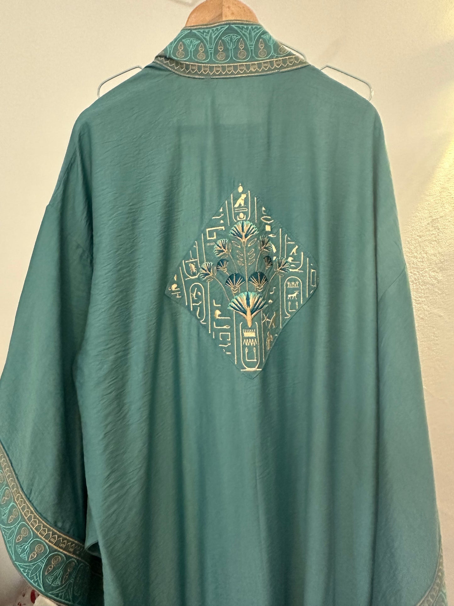Embroidered Lux Blue Lotus Kimono