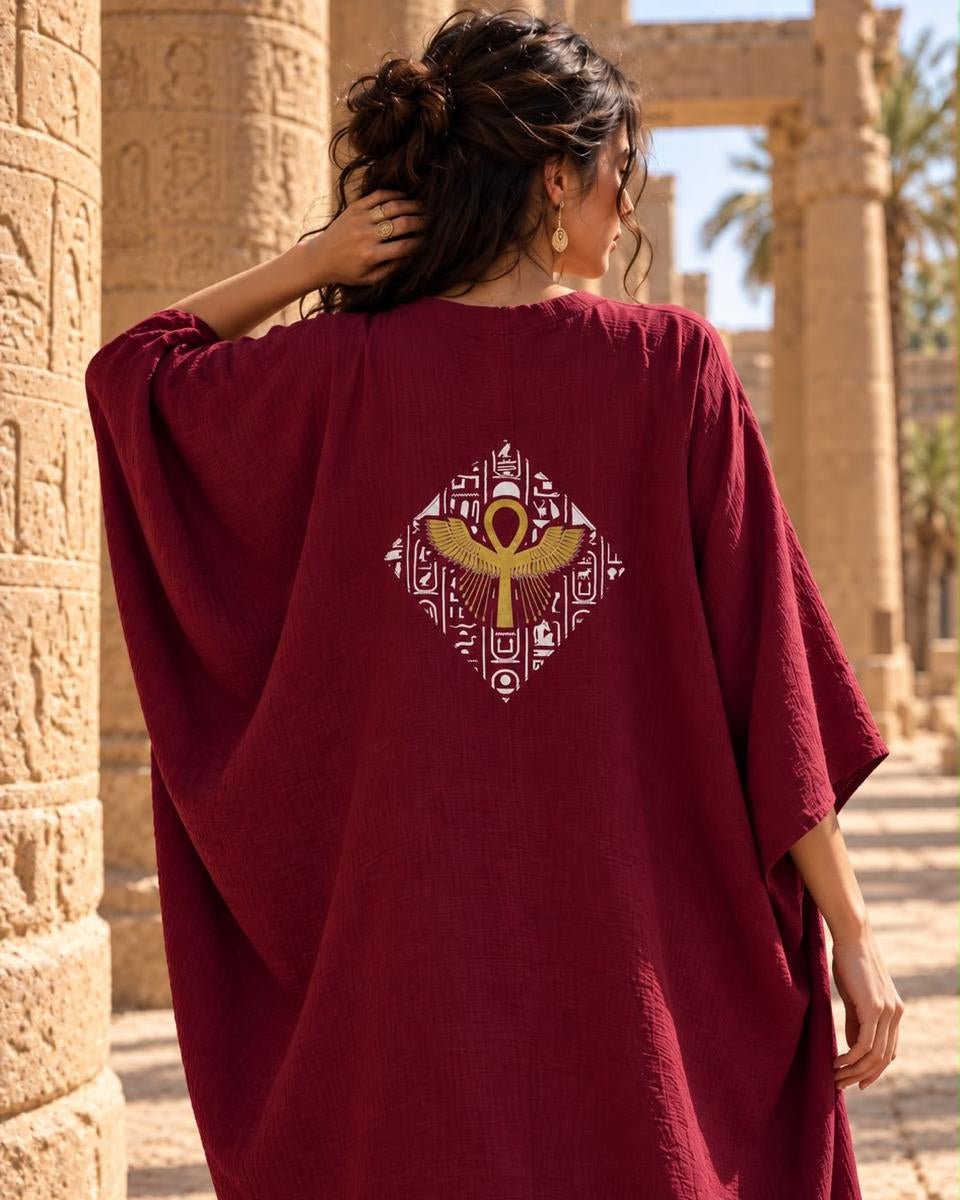 Key of Life Robe of Alchemy - wine linen