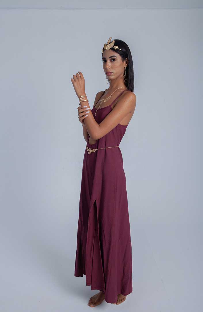 Pyramid Dress in Wine