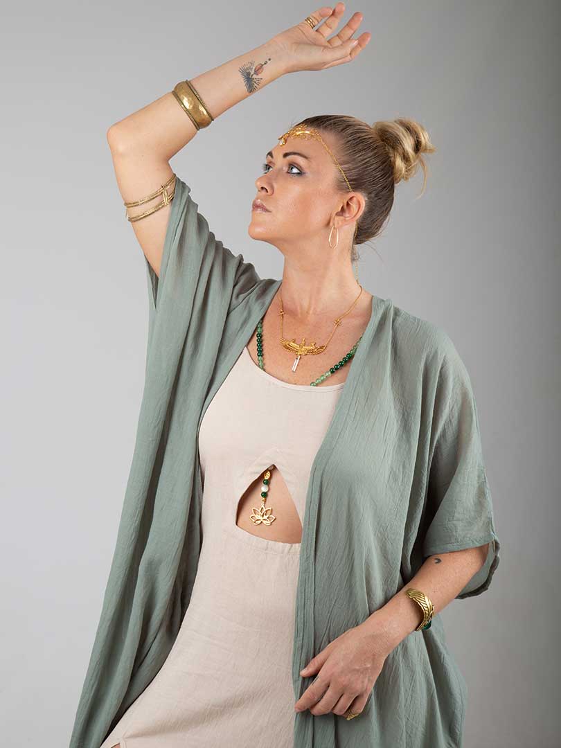 Hathor Robe of Alchemy sage green cotton