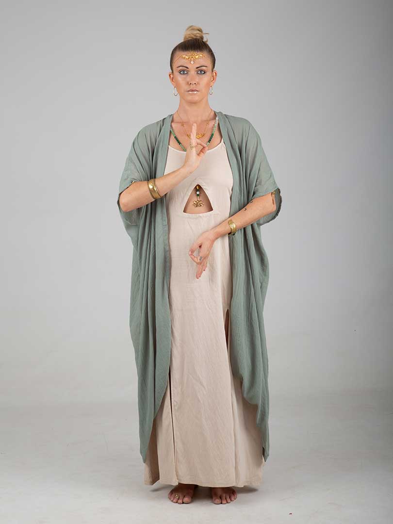 Hathor Robe of Alchemy sage green cotton