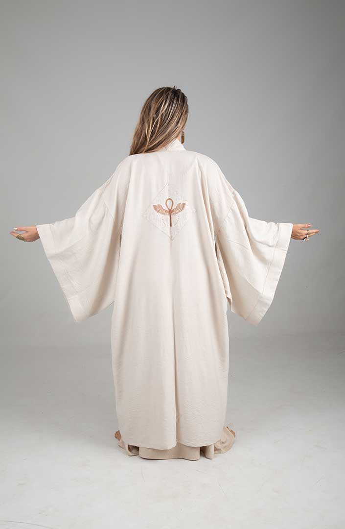 Key of Life Mystic Ankh front Kimono sand linen