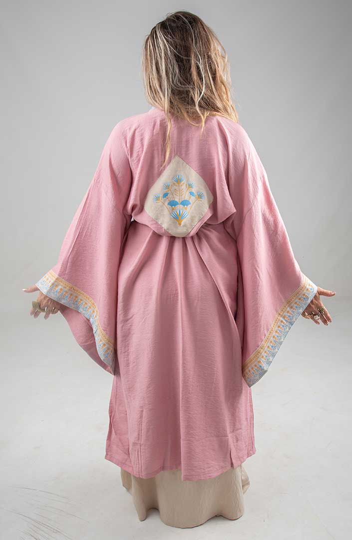 Lotus Offering Mystic Kimono pink linen