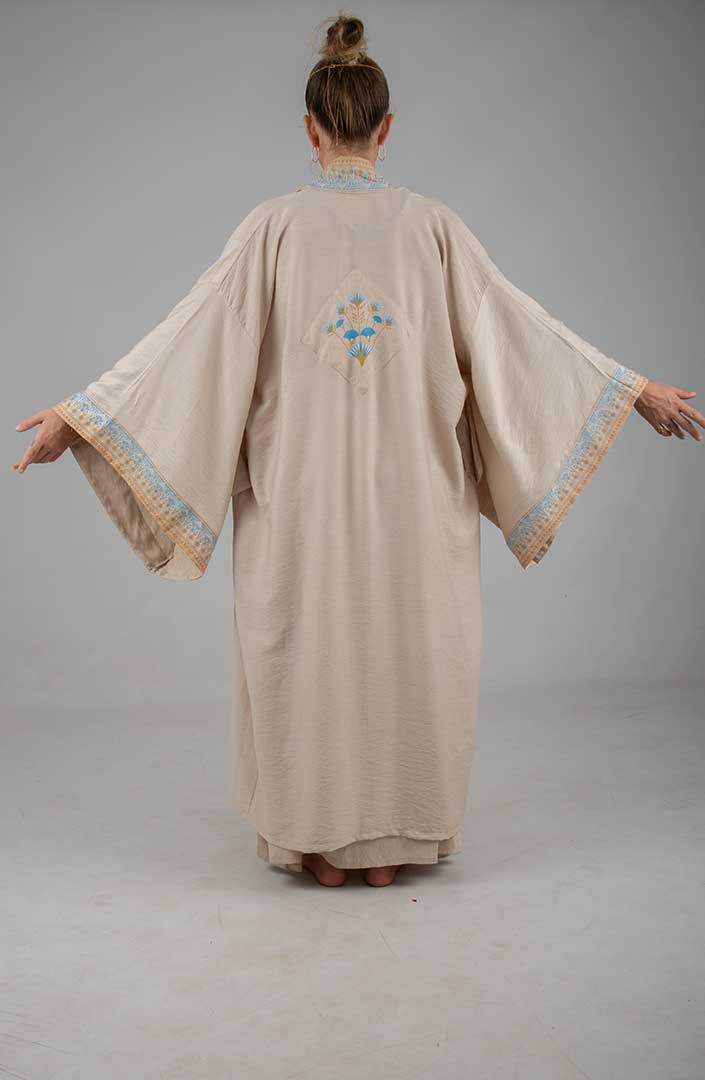 Lotus Offering Mystic Kimono sand linen