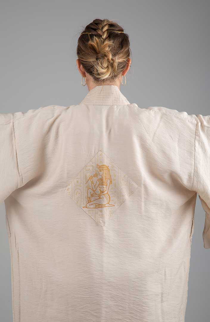 Lotus Priestess Gold Ninja Kimono light sand linen