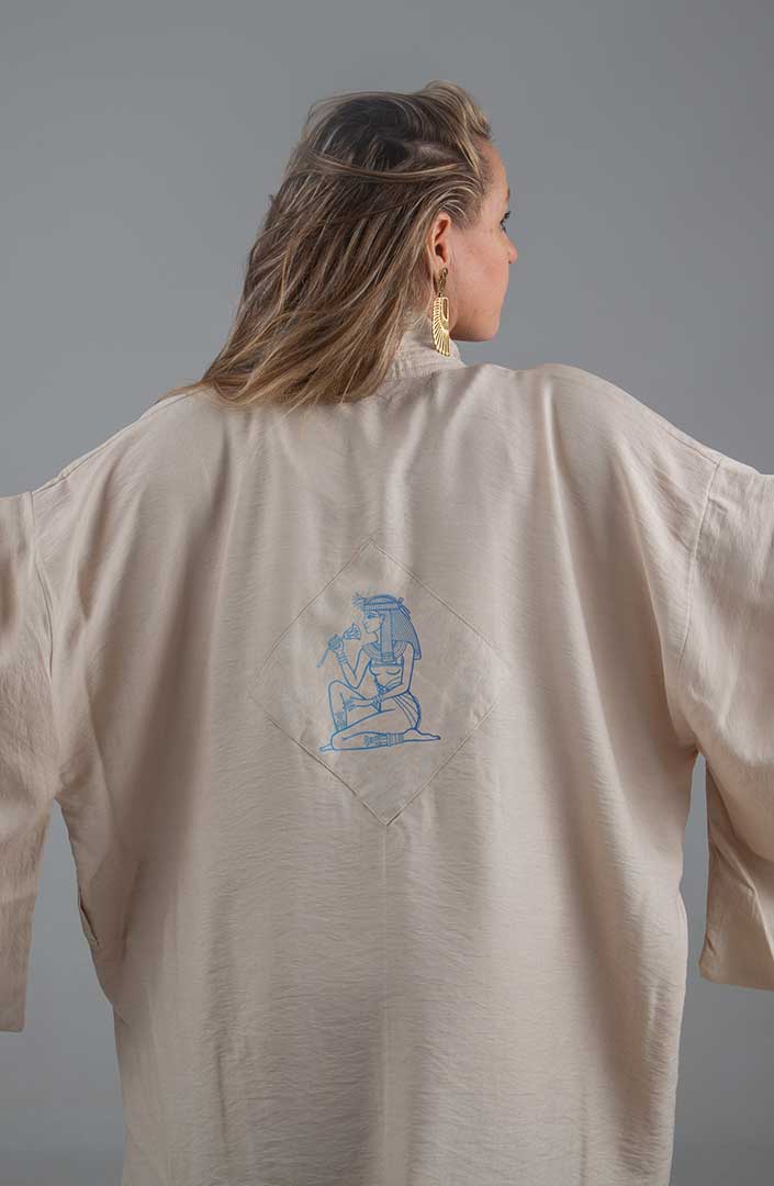 Lotus Priestess Kimono light sand linen