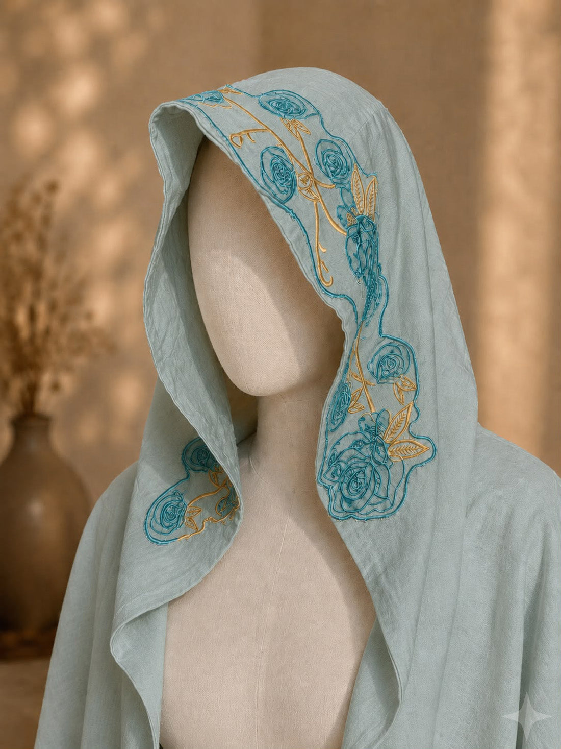 Rose & Thorn Mantle • Teal Blue