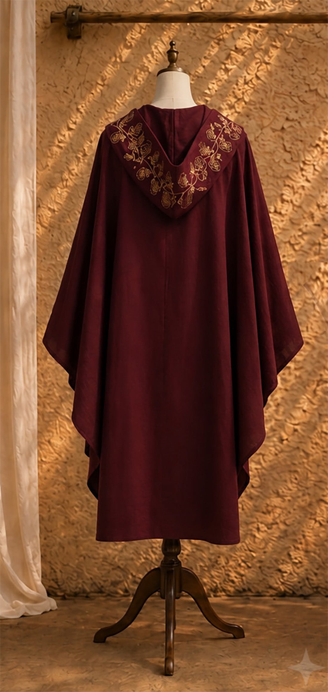 Rose & Thorn Mantle • Wine Gold