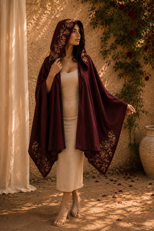 Rose & Thorn Mantle • Wine Gold