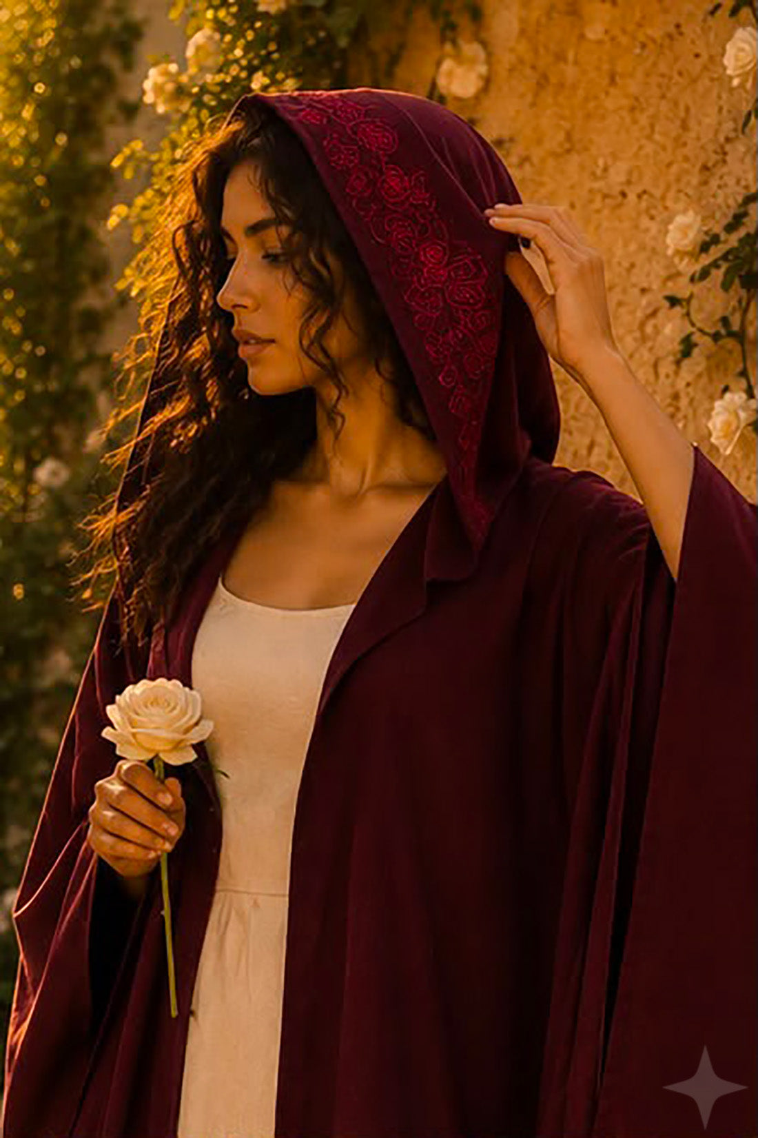 Rose & Thorn Mantle • Wine Red