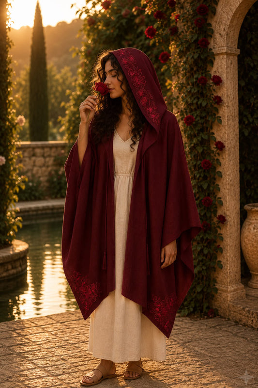 Rose & Thorn Mantle • Wine Red