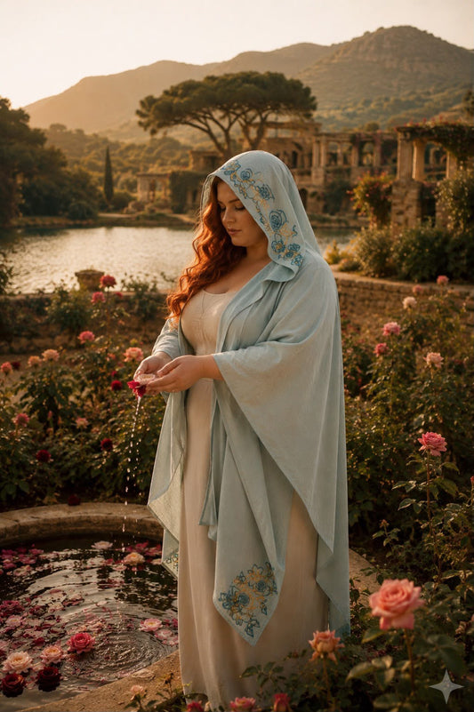 Rose & Thorn Mantle • Teal Blue