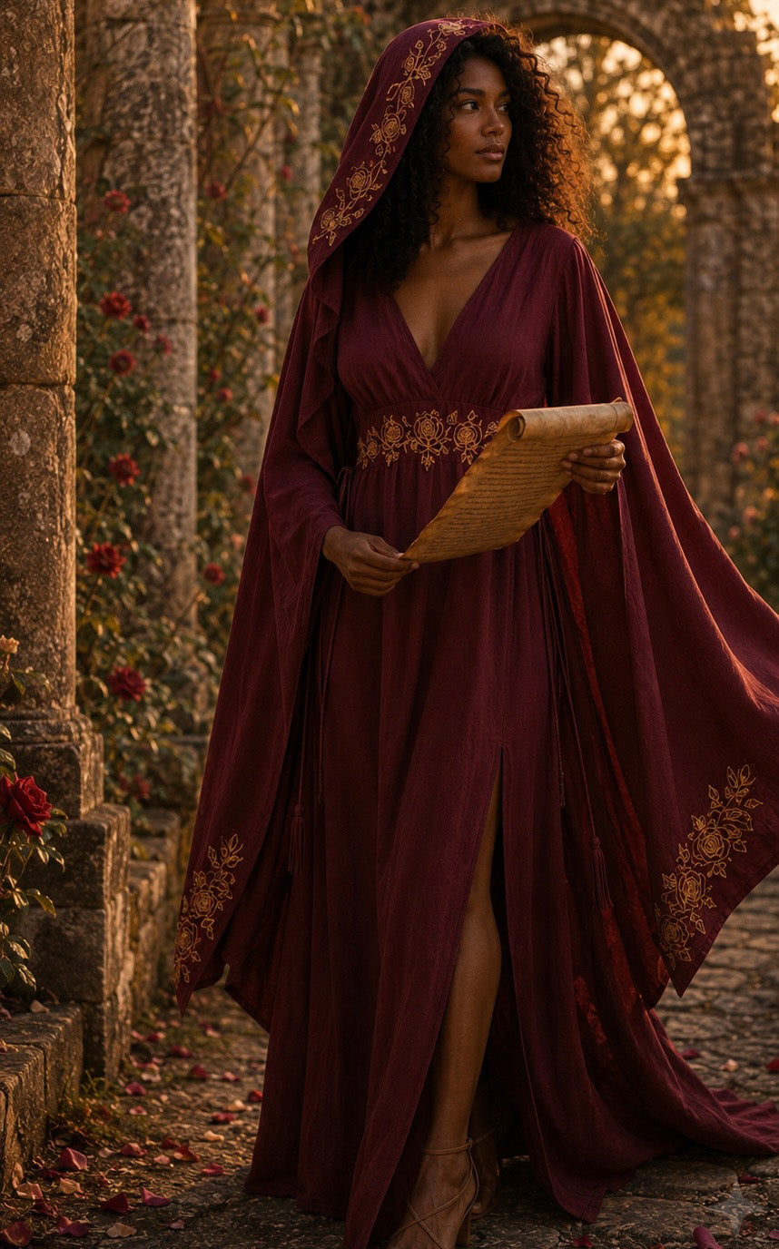 # Golden Magdalene Rose Ceremonial Ensemble • Wine Gold