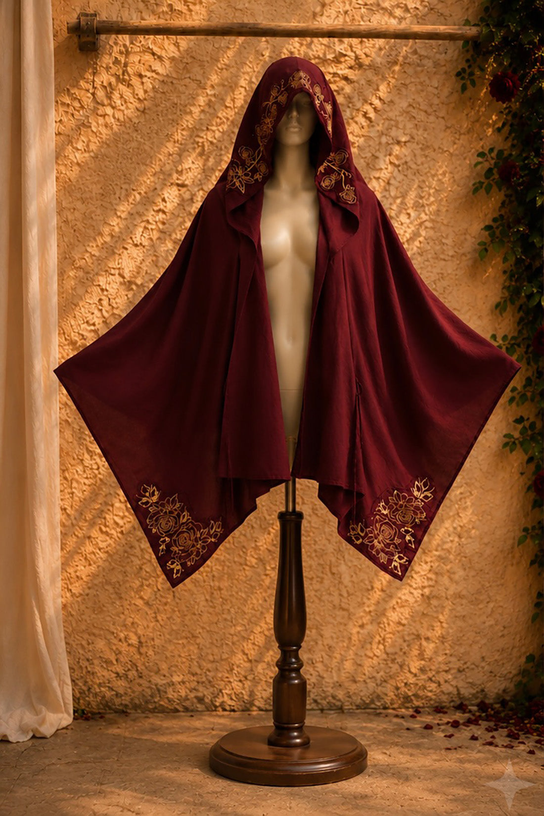 Rose & Thorn Mantle • Wine Gold