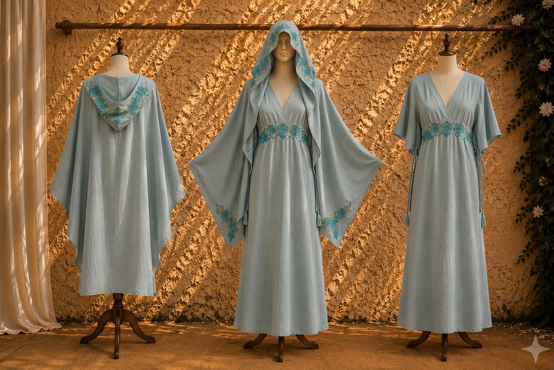 Blue Rose Ceremonial Ensemble • Teal Blue