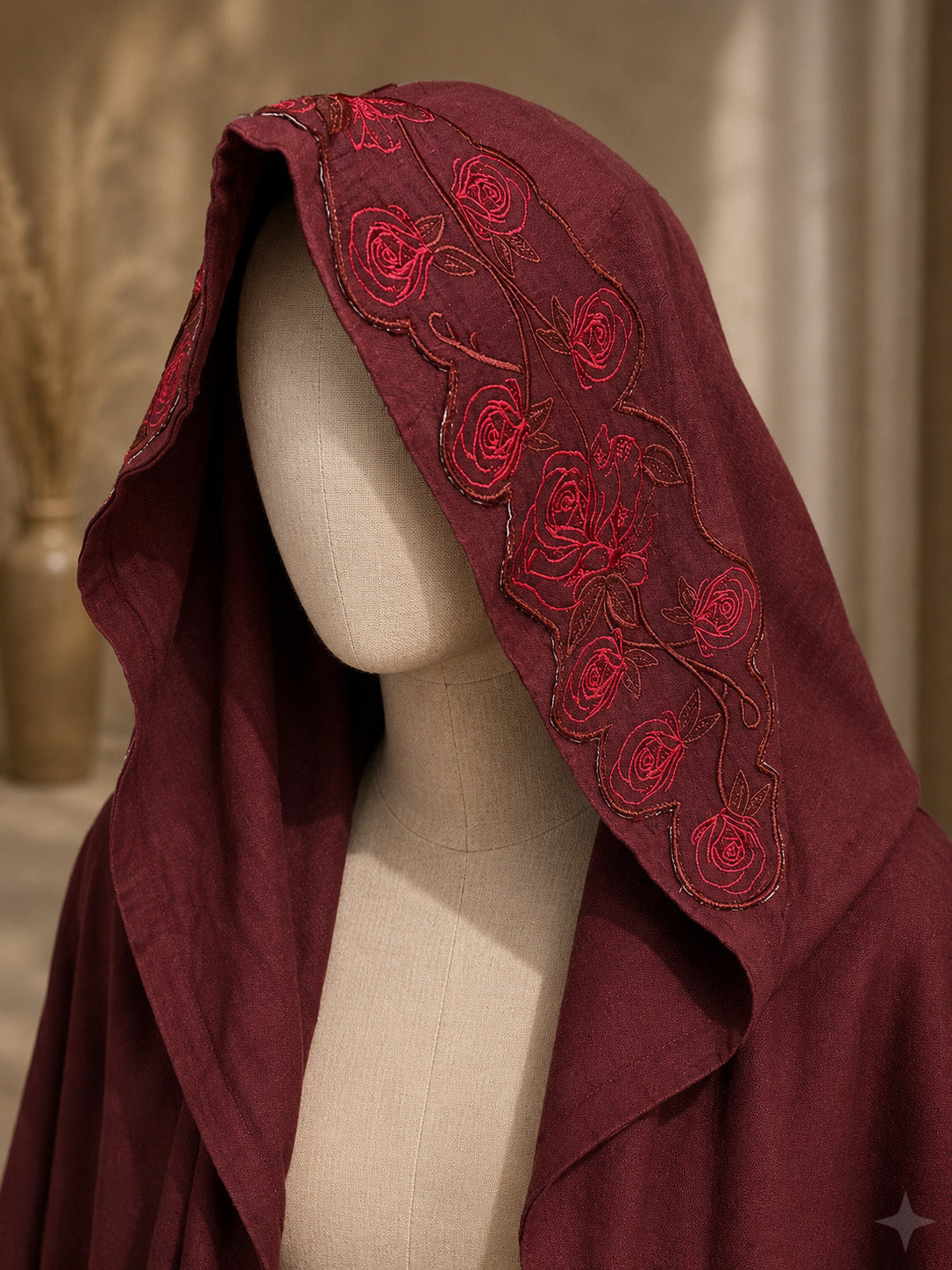 Rose & Thorn Mantle • Wine Red