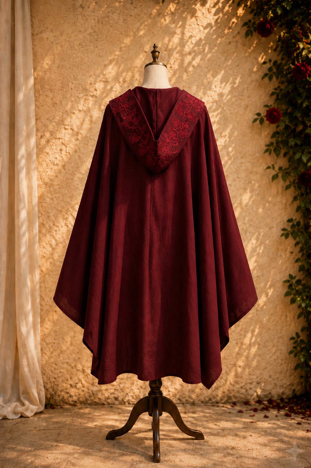 Rose & Thorn Mantle • Wine Red