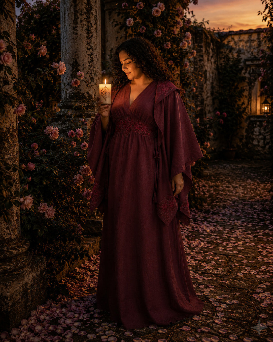 Sacred Rose Ceremonial Ensemble • Wine Red