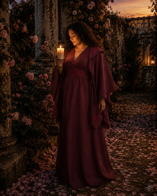 Sacred Rose Ceremonial Ensemble • Wine Red