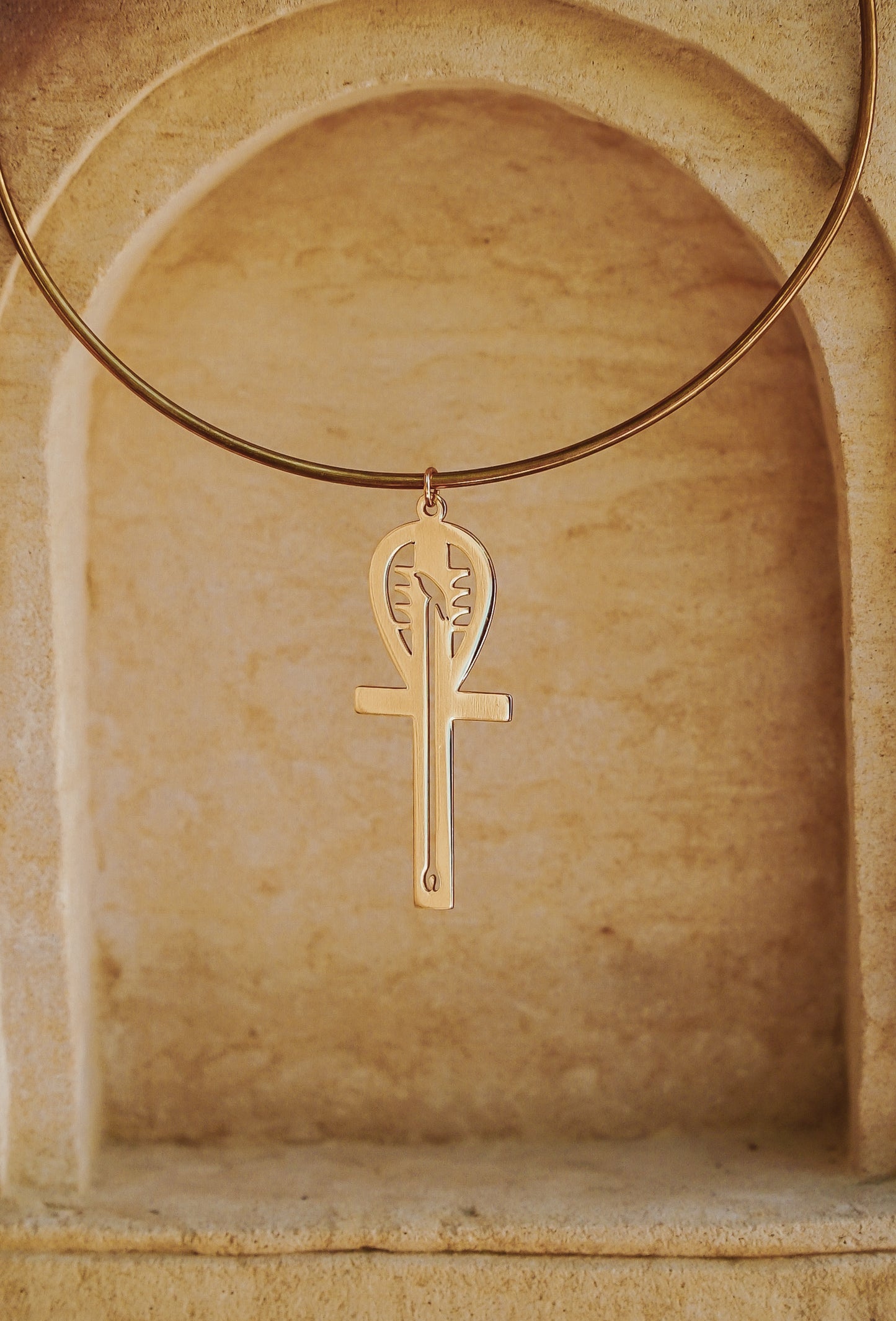 Gold plaited Ankh Was septer Jedh Pendant on Brass ring .....