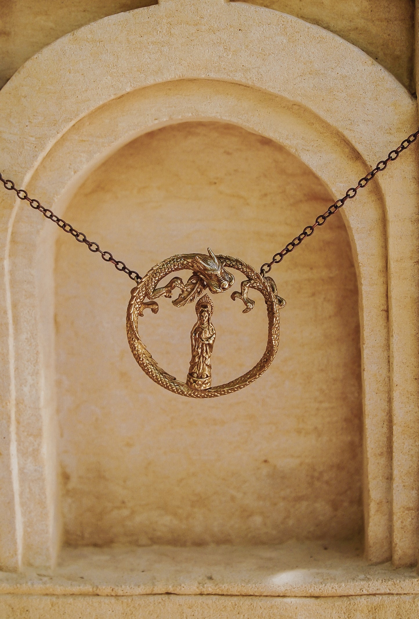 Brass Standing Quan Yin Dragon Power Portal .....