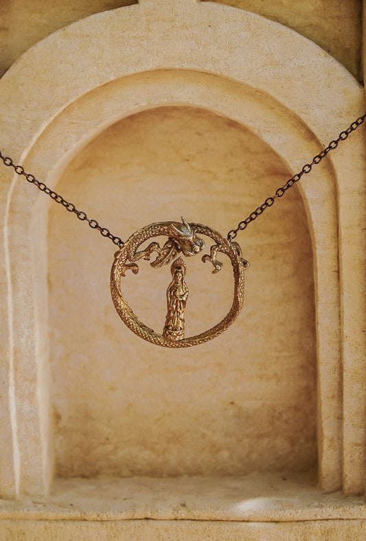 Brass Standing Quan Yin Dragon Power Portal .....