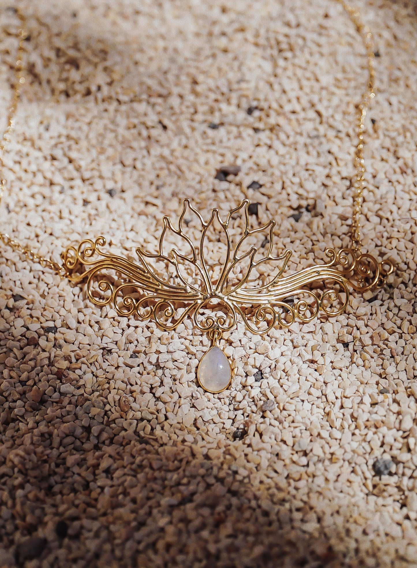 Moonstone Lotus Crown Goldplaited brass ...