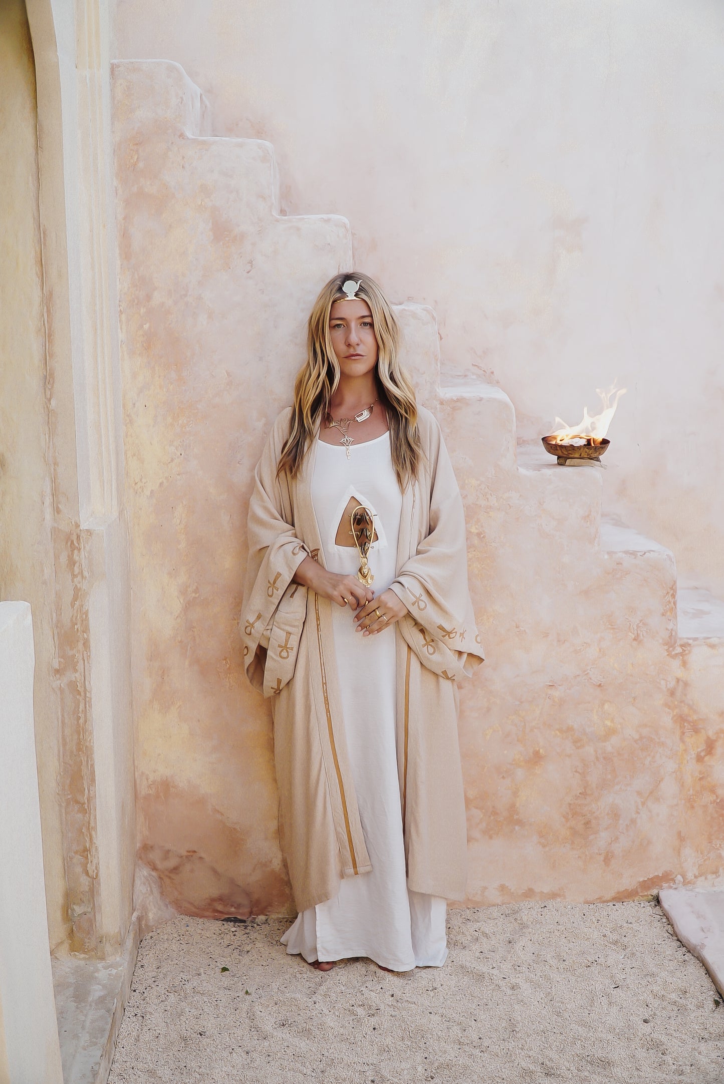 Sand Linen Earth Sekhmet Long Kimono