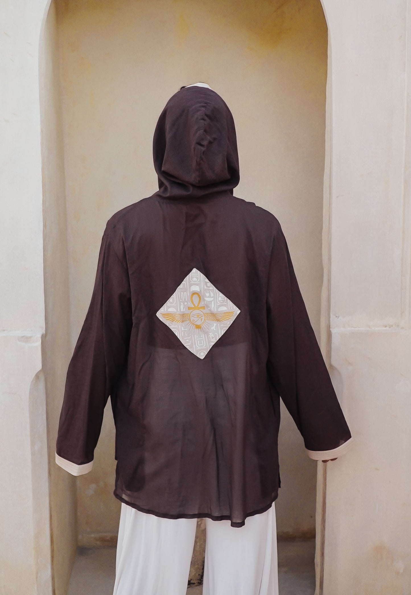 Brown turkish Cotton Unisex Mans Hoodie Key of Life ....