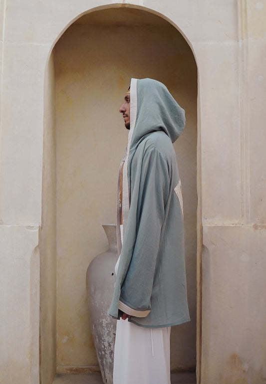 Sage green turkish cotton key of life unisex mans hoodie