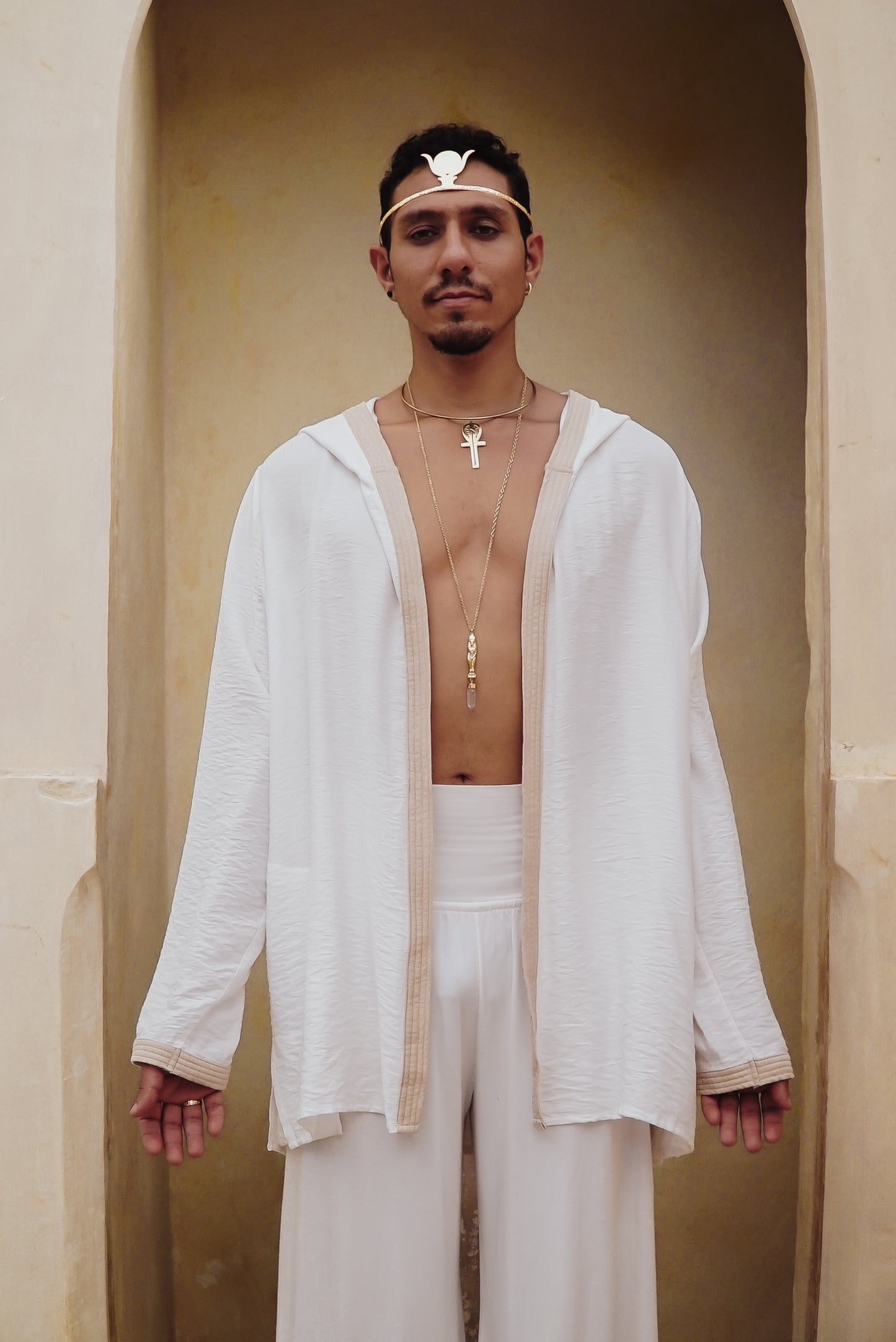 White linen horus unisex mans hoodie ....