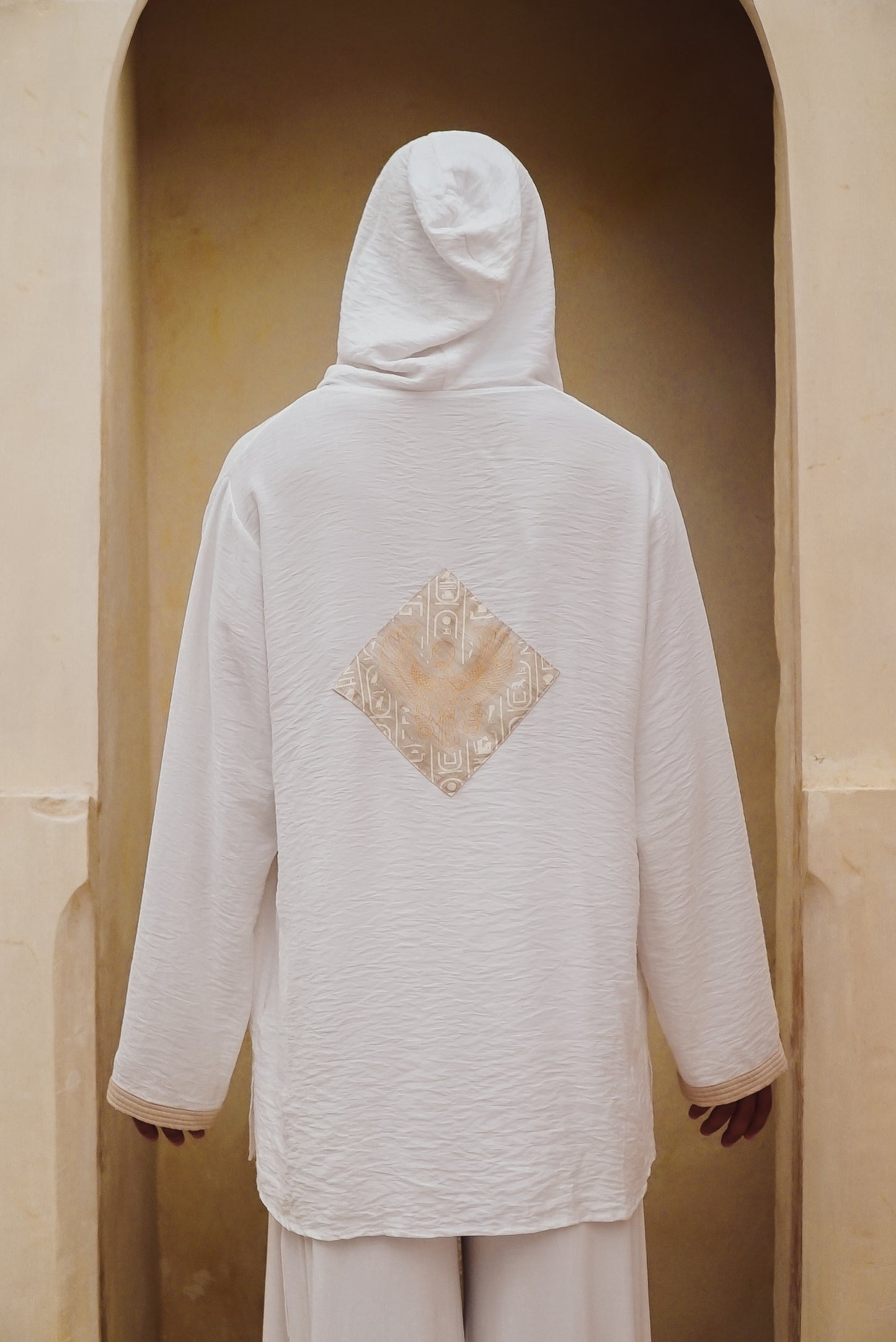 White linen horus unisex mans hoodie ....