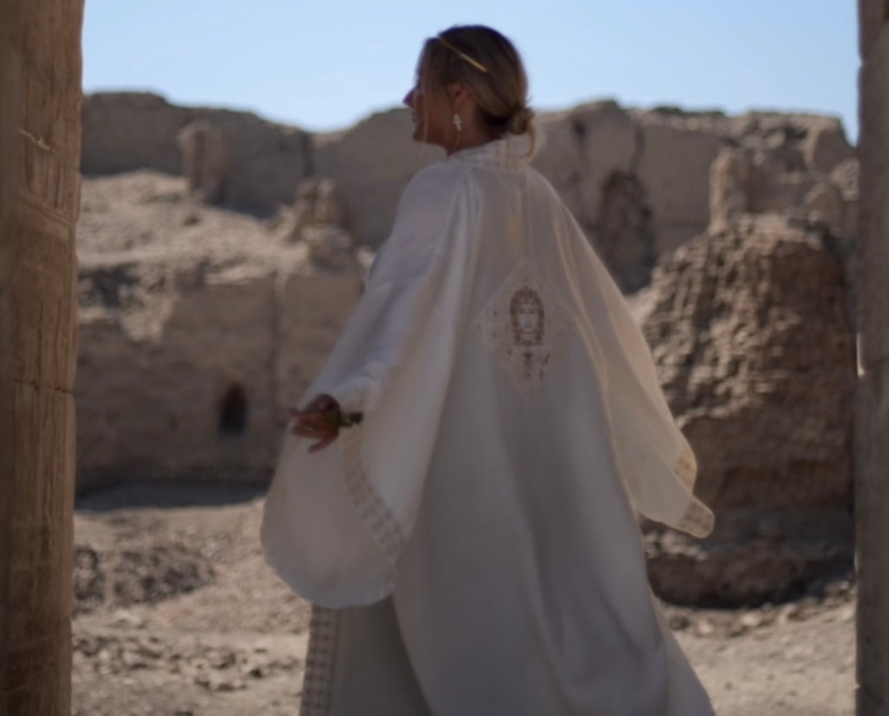 Embroidered dendara star hathor long kimono