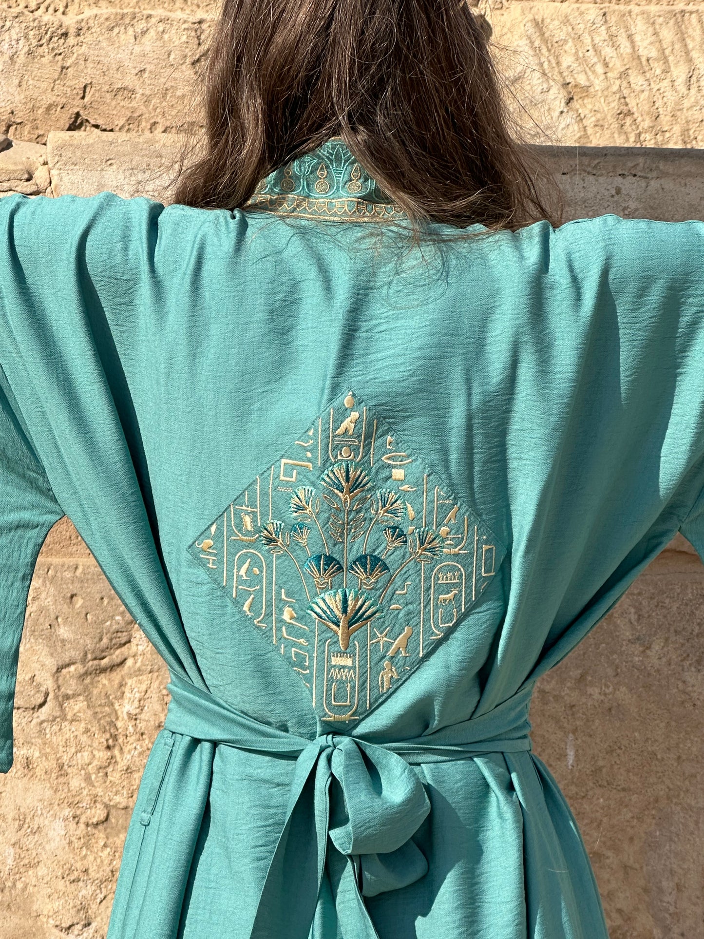 Embroidered Lux Blue Lotus Kimono