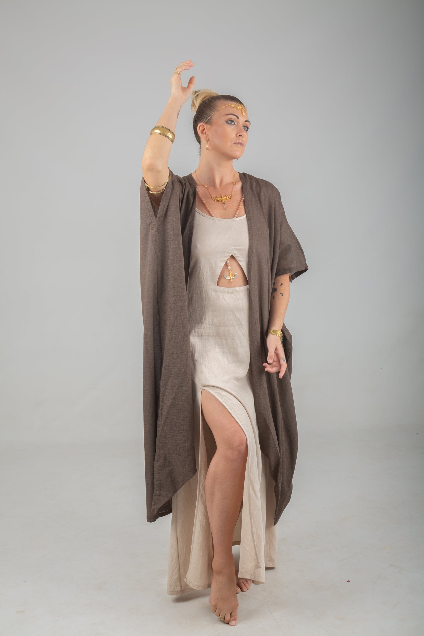 Turkish Cotton Wood Brown Robe of Alchemy Key of Life unisex