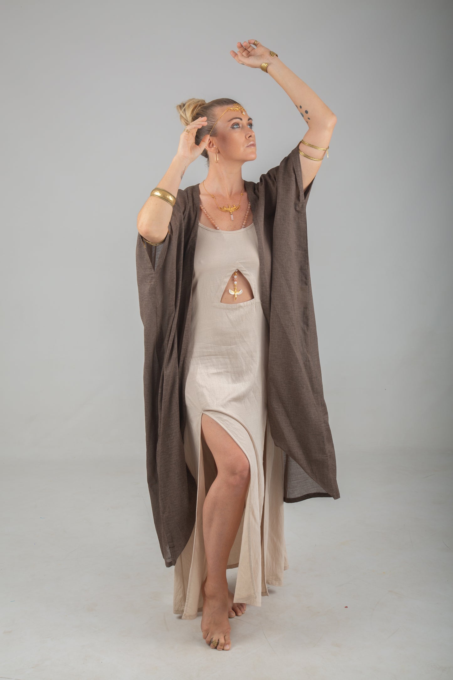 Turkish Cotton Wood Brown Robe of Alchemy Key of Life unisex