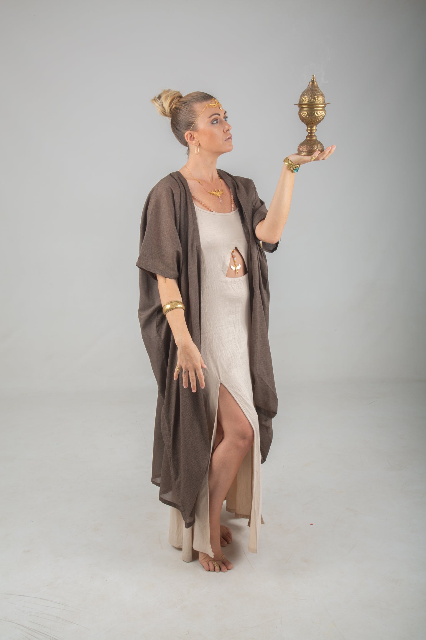 Turkish Cotton Wood Brown Robe of Alchemy Key of Life unisex