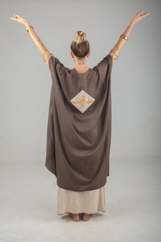 Turkish Cotton Wood Brown Robe of Alchemy Key of Life unisex