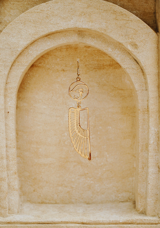 Eye of horus/ ra wing earrings.