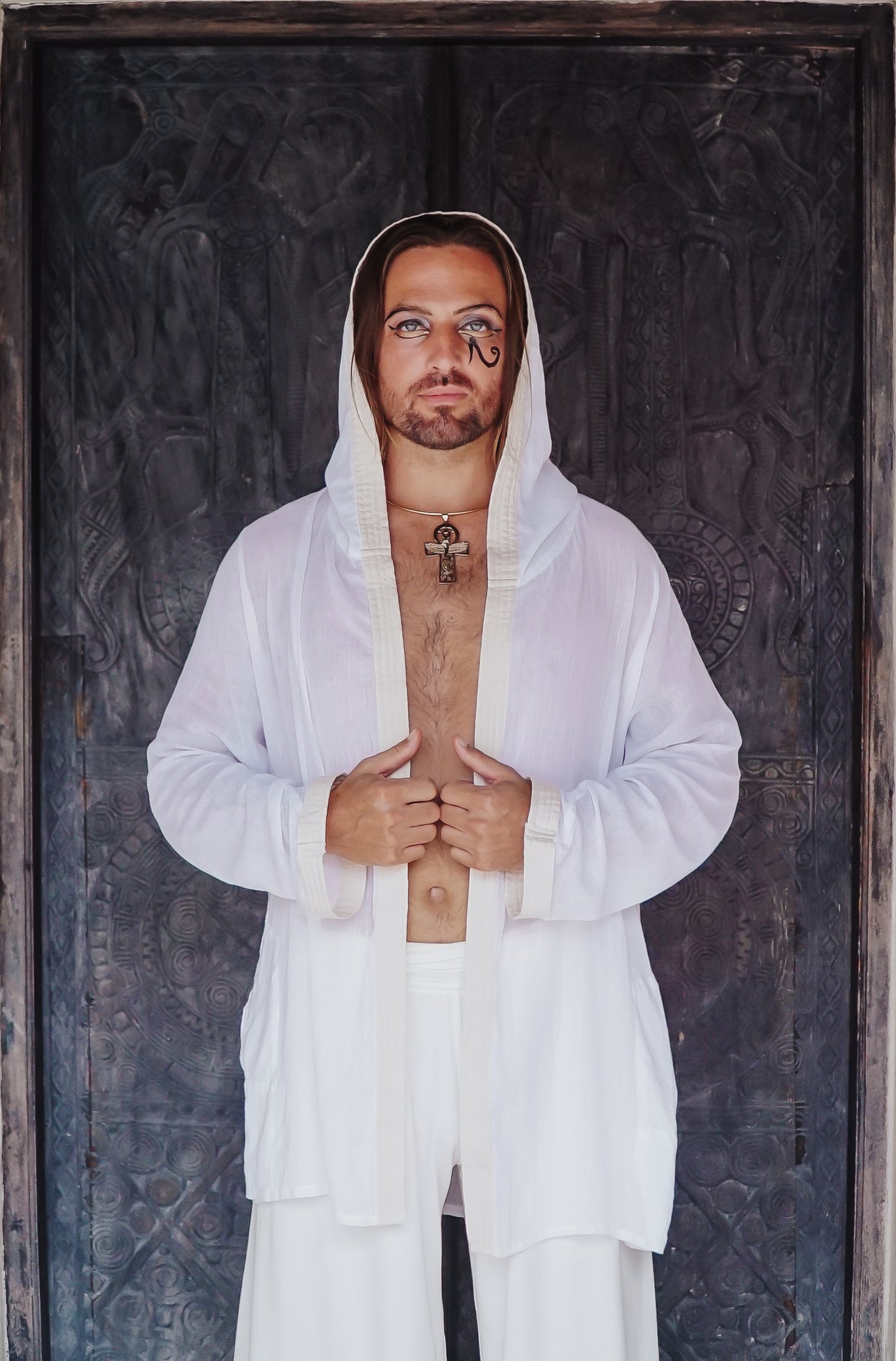 Key of Life Hoodie white turkish cotton