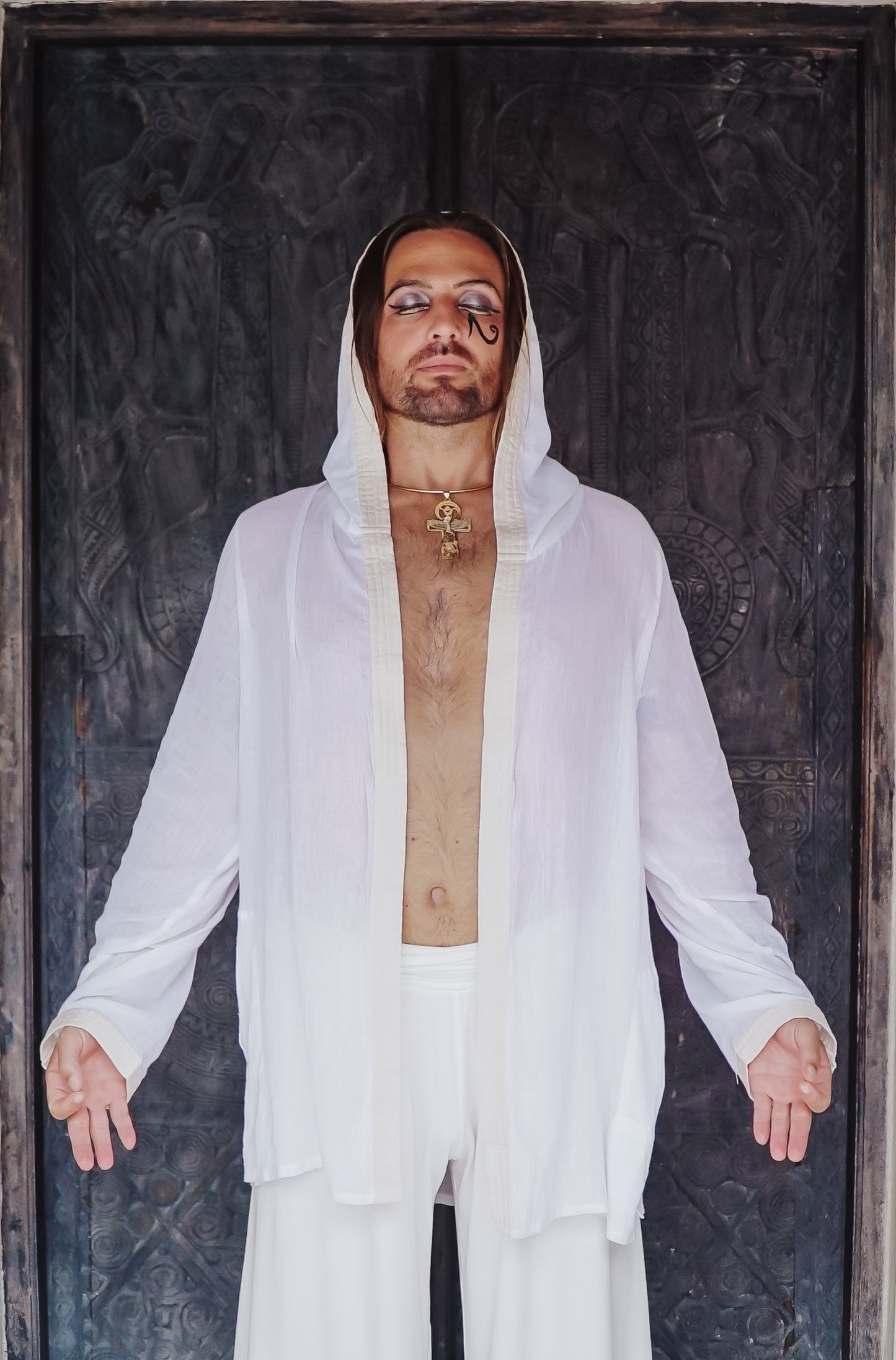 Key of Life Hoodie white turkish cotton
