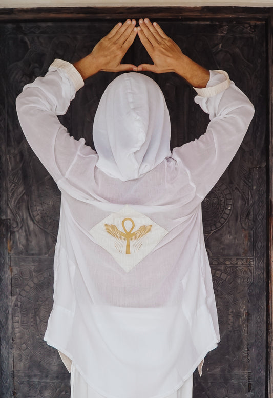 Key of Life Hoodie white turkish cotton