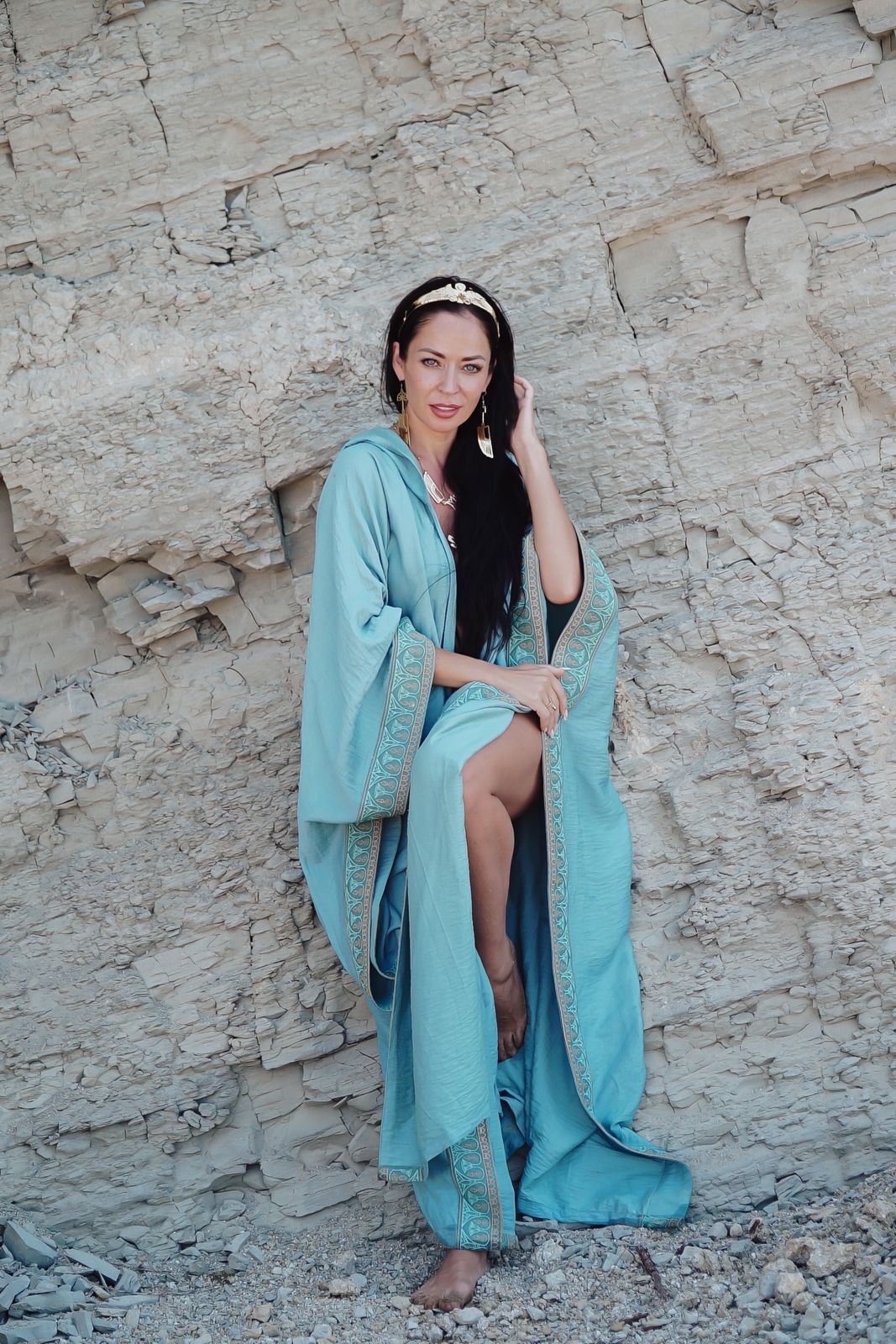 The Lotus of the Sacred Waters • Teal Blue Ceremonial Cape