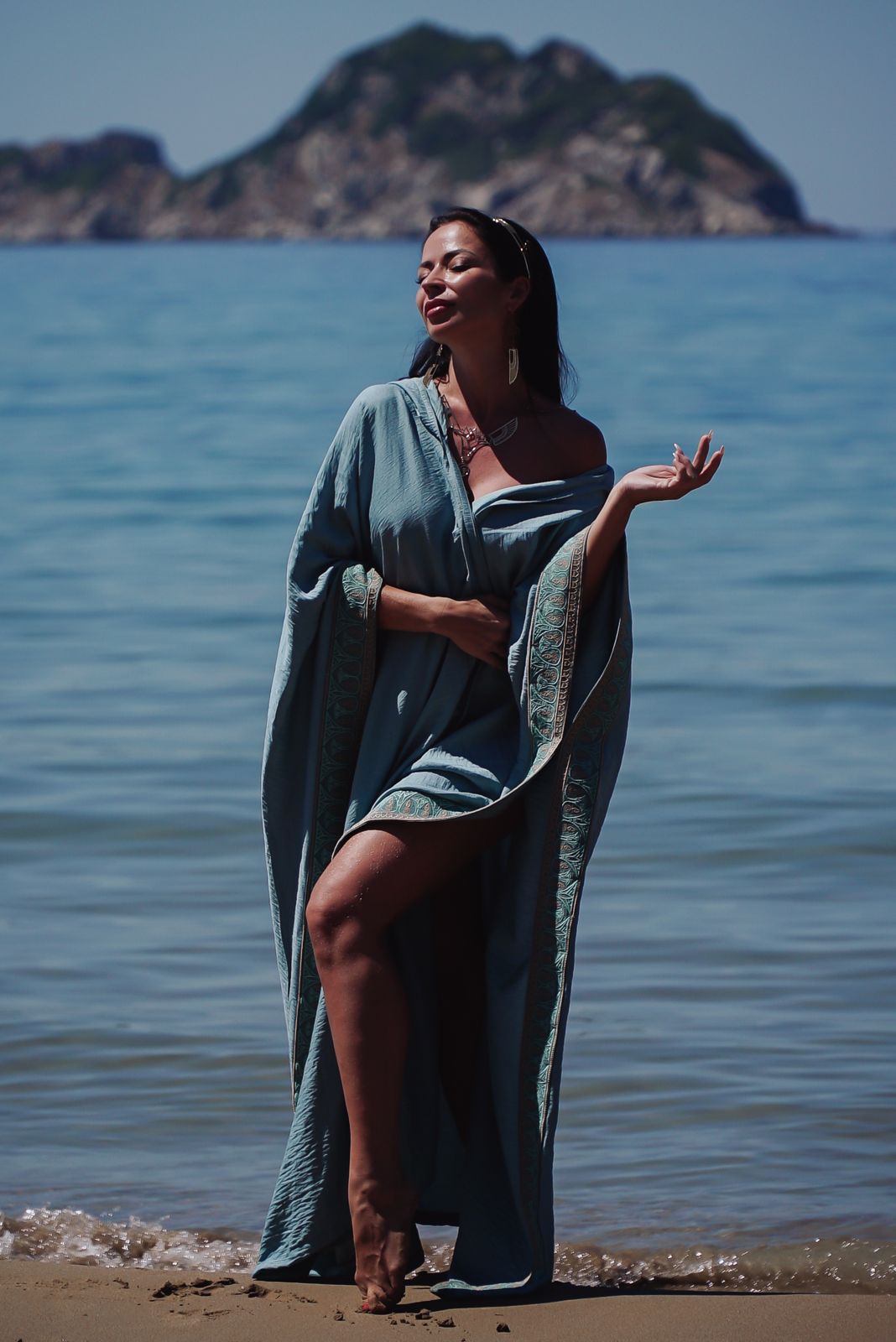 The Lotus of the Sacred Waters • Teal Blue Ceremonial Cape