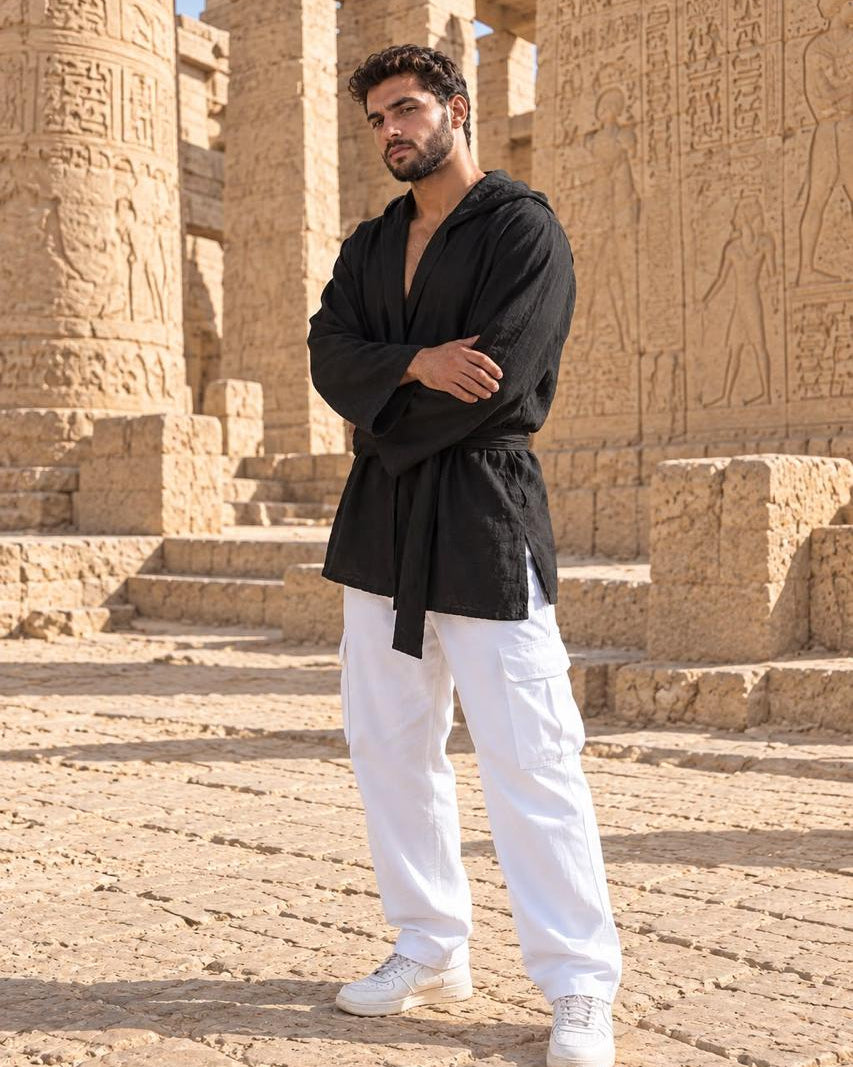 Horus Hoodie black linen