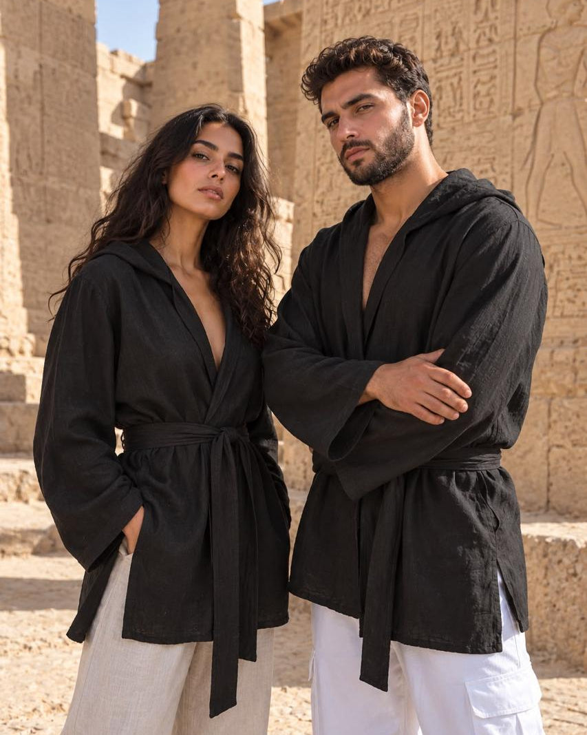 Horus Hoodie black linen
